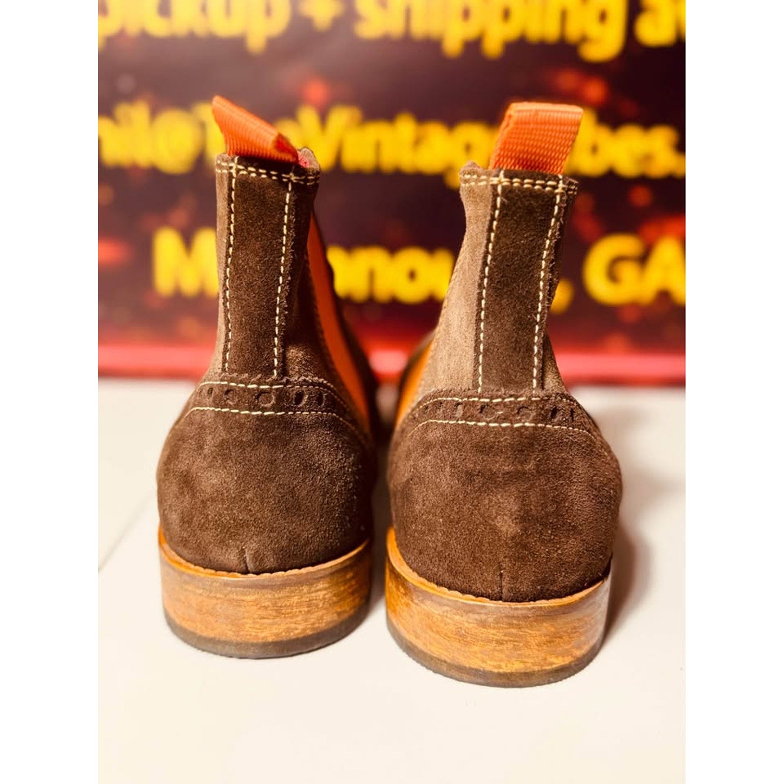 Stefano Castelli Brown Suede Wingtip Chelsea Boots Mens EU 45 US 12 Italy