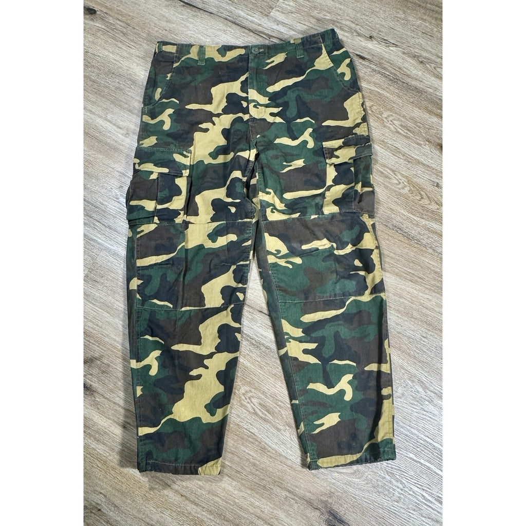 Vtg Sports Afield Woodland Camo Cargo Pants Men's L-XL 36x27 Tactical Hunting