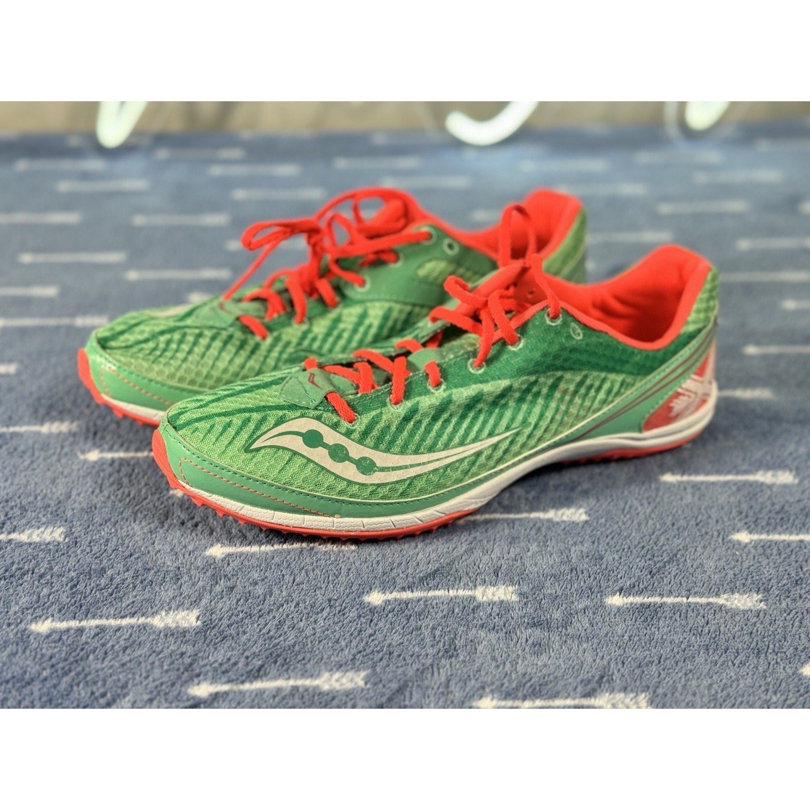 Saucony Endorphin Kilkenny XC5 Spike Women 10 Men 8.5 Green Red Aqua Vizi Coral