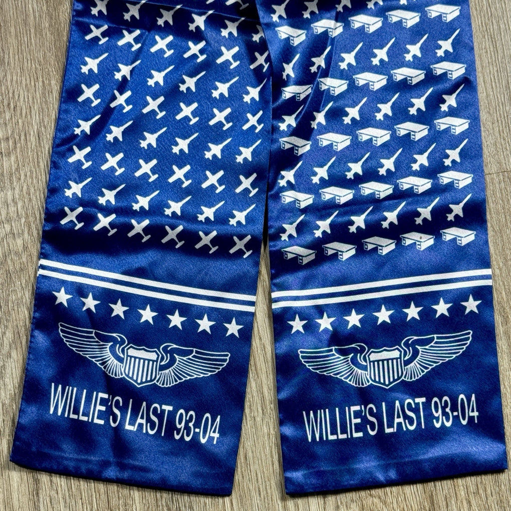 Rakkei Rama World Willie’s Last 93-04 Aviation Crew Pilot Scarf Vtg USA 45”