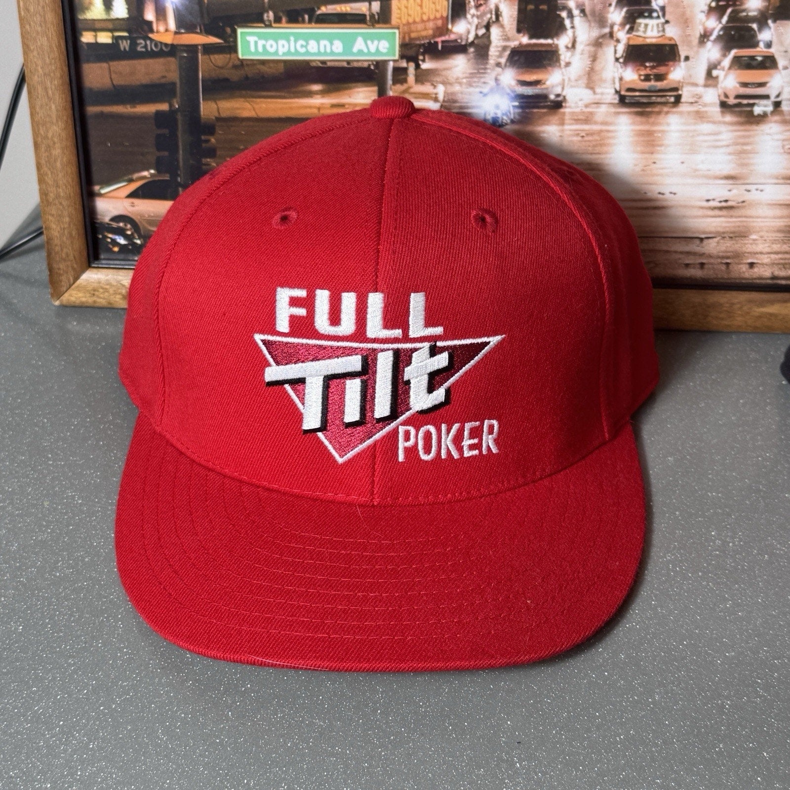 2000s Full Tilt Poker Online Gambling WSOP Flex Fitted Hat 7 1/4-7 5/8 L XL Y2K