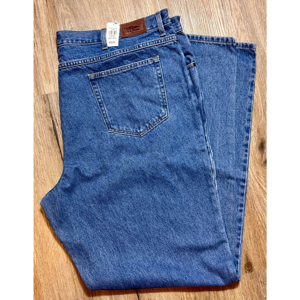 L.L.Bean Men’s Classic Fit 100% Cotton Jeans 46x36 NWT – Medium Blue Straight Leg
