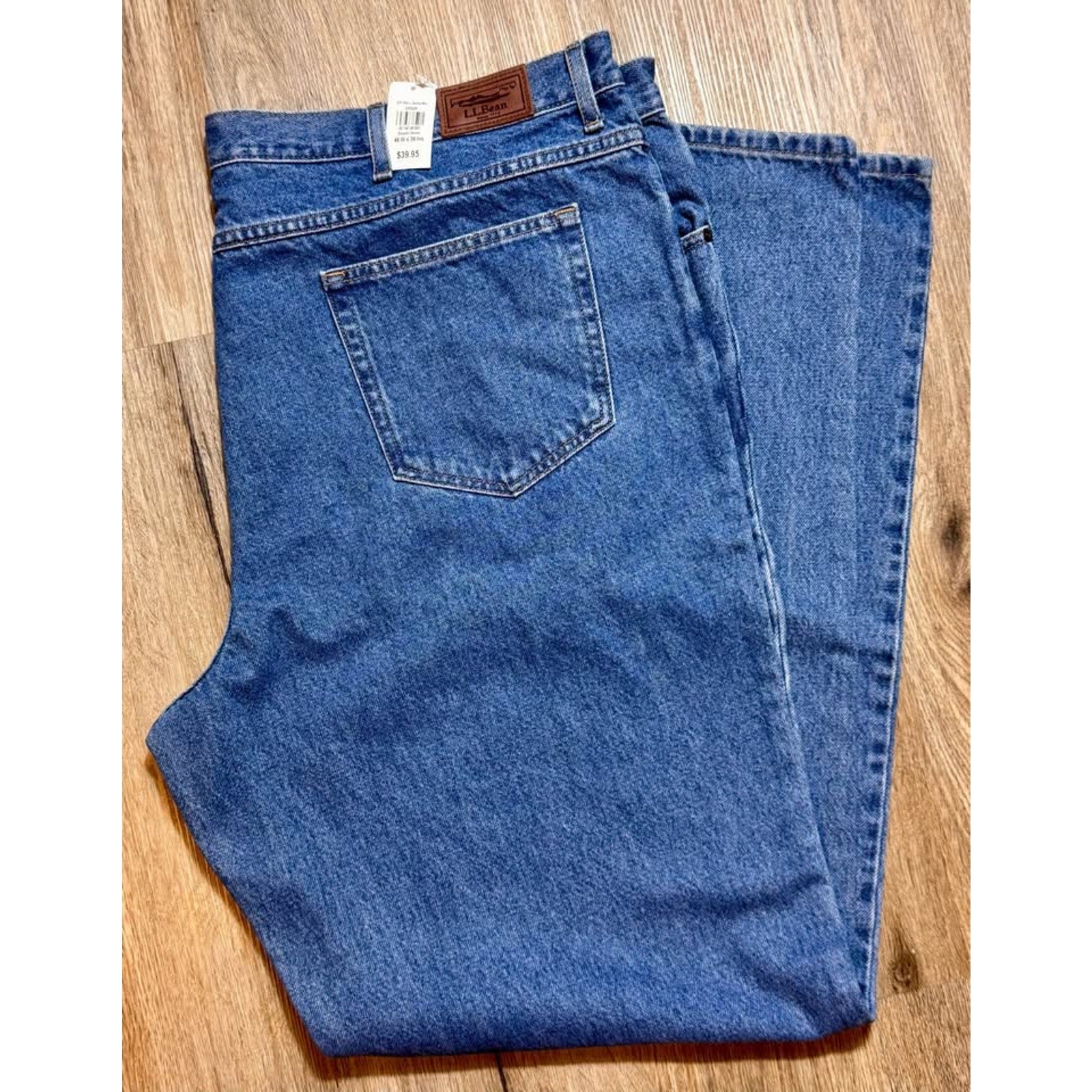 L.L.Bean Men’s Classic Fit 100% Cotton Jeans 46x36 NWT – Medium Blue Straight Leg