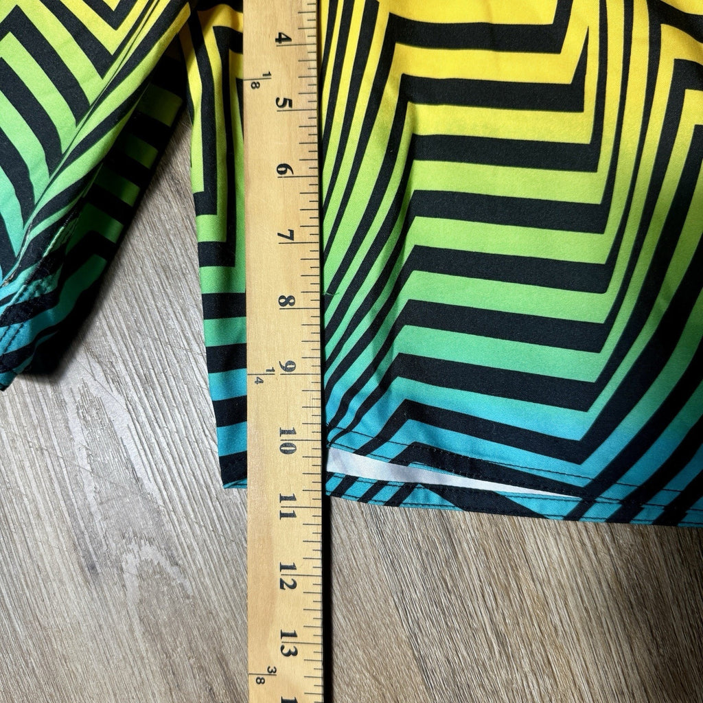 VTG Joe Boxer Men 32 Board Shorts Rainbow ZigZag Neon Swim Trunks Deadstock Y2K