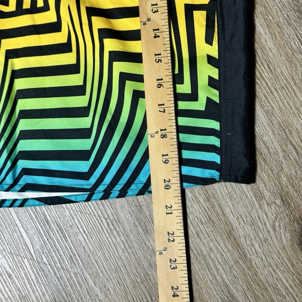 VTG Joe Boxer Men 32 Board Shorts Rainbow ZigZag Neon Swim Trunks Deadstock Y2K