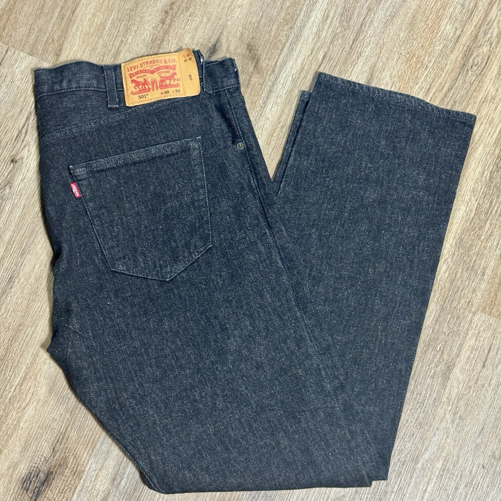 Vtg Levi's 501 Button Fly Jeans Mens 38x32 Black Dark Wash Straight Leg Denim