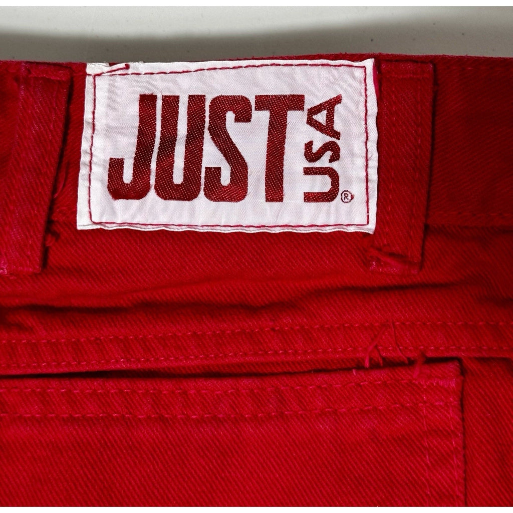 Rare 90 JUST USA Red High Waist Straight Leg Jeans Sz 9 ~ 27” Waist Made in USA
