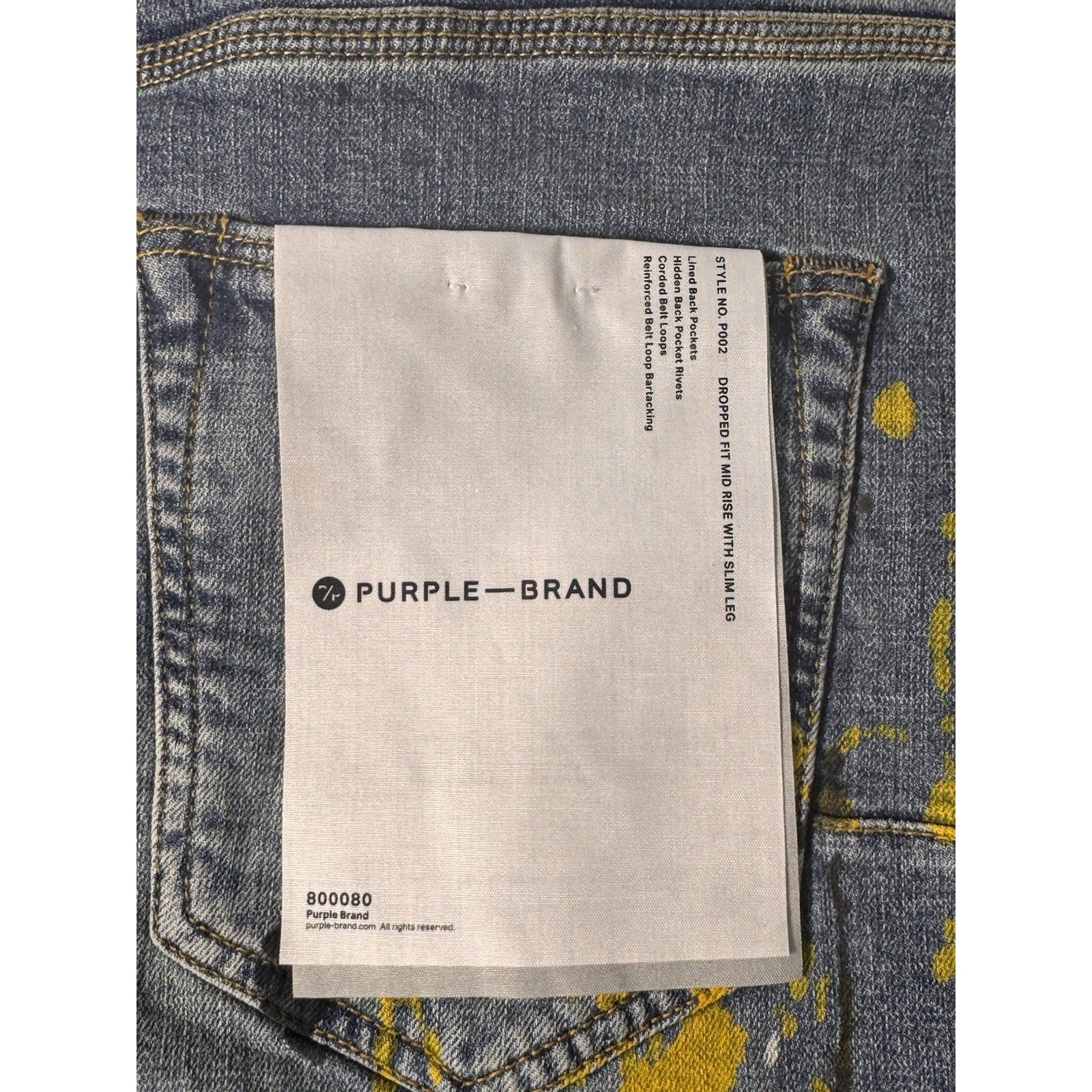 $290 Rare Purple Brand P002 Atlanta Exclusive Gold Paint Splatter Jeans Sz 34x34