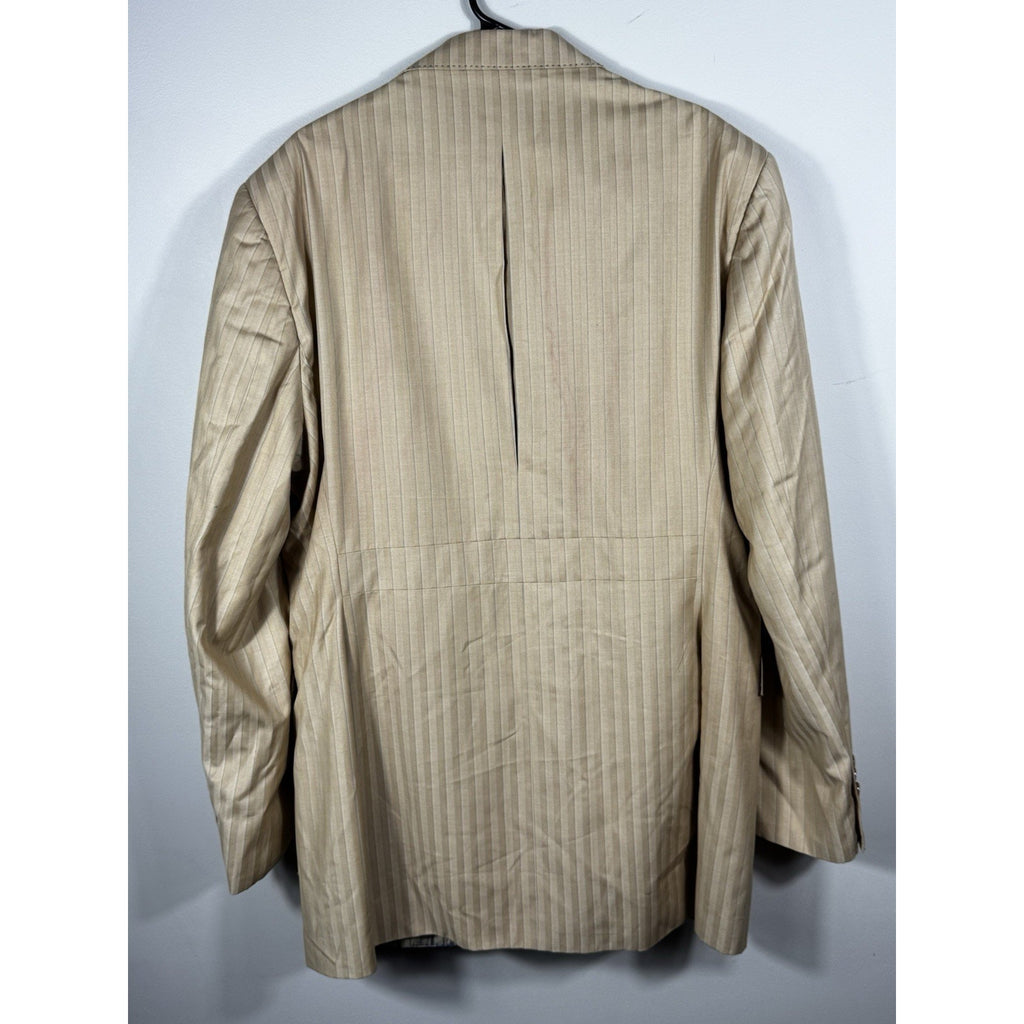 Valentino Ferrel Superior 150’s Beige Pinstripe Suit Men’s 48L 2-Piece Italy 43