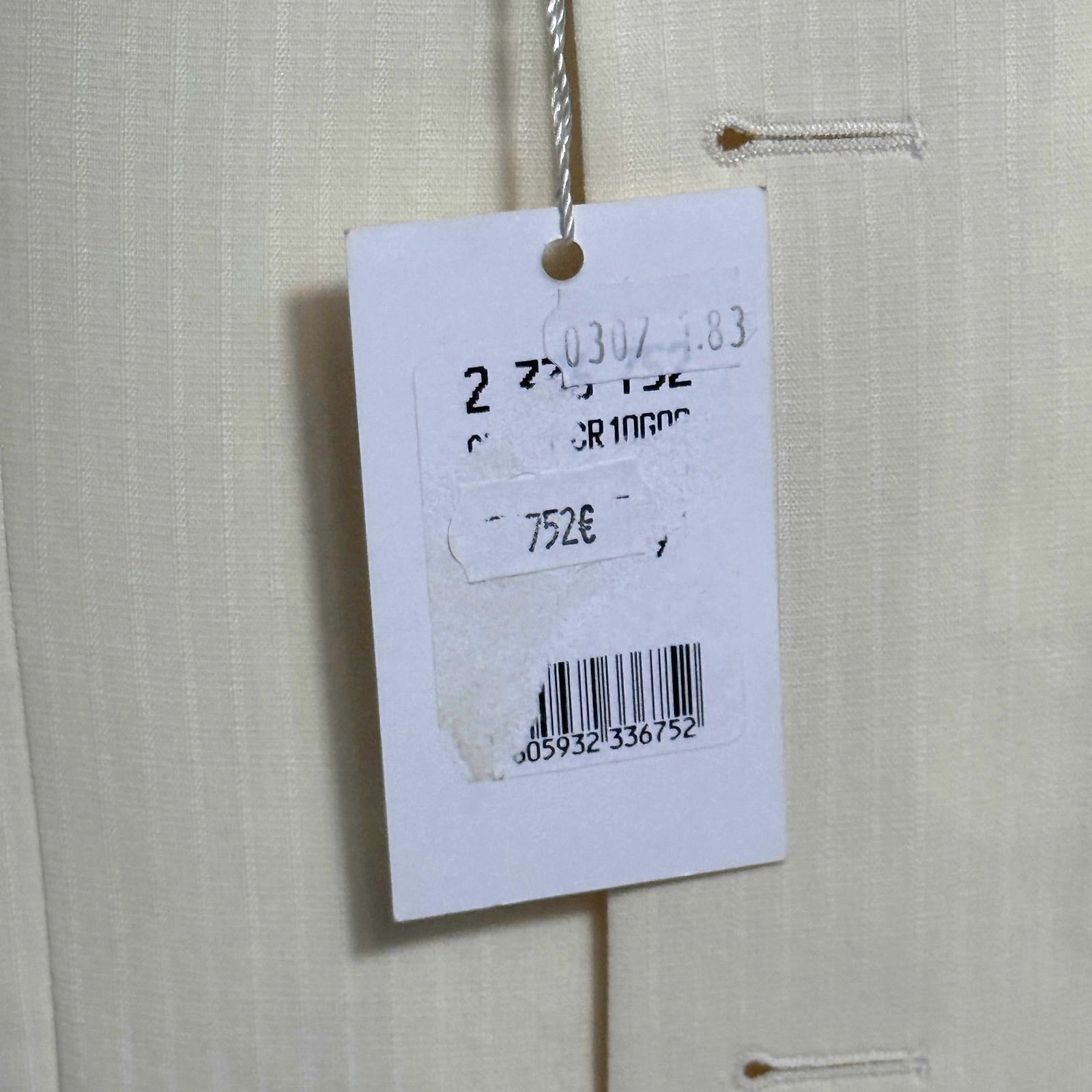 NWT Courrèges Homme Ivory Virgin Wool 2 Piece Suit EU 47 French Designer