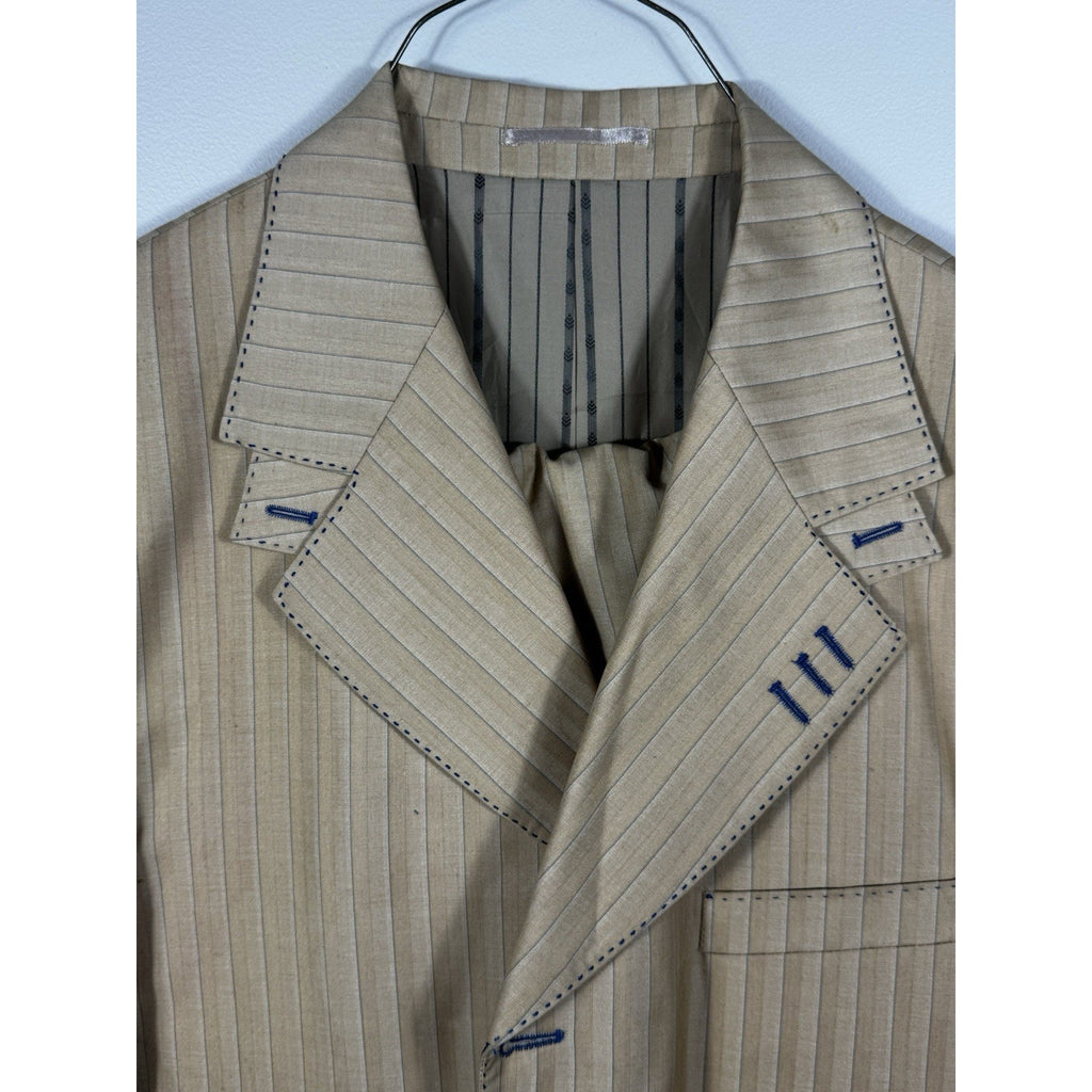 Valentino Ferrel Superior 150’s Beige Pinstripe Suit Men’s 48L 2-Piece Italy 43