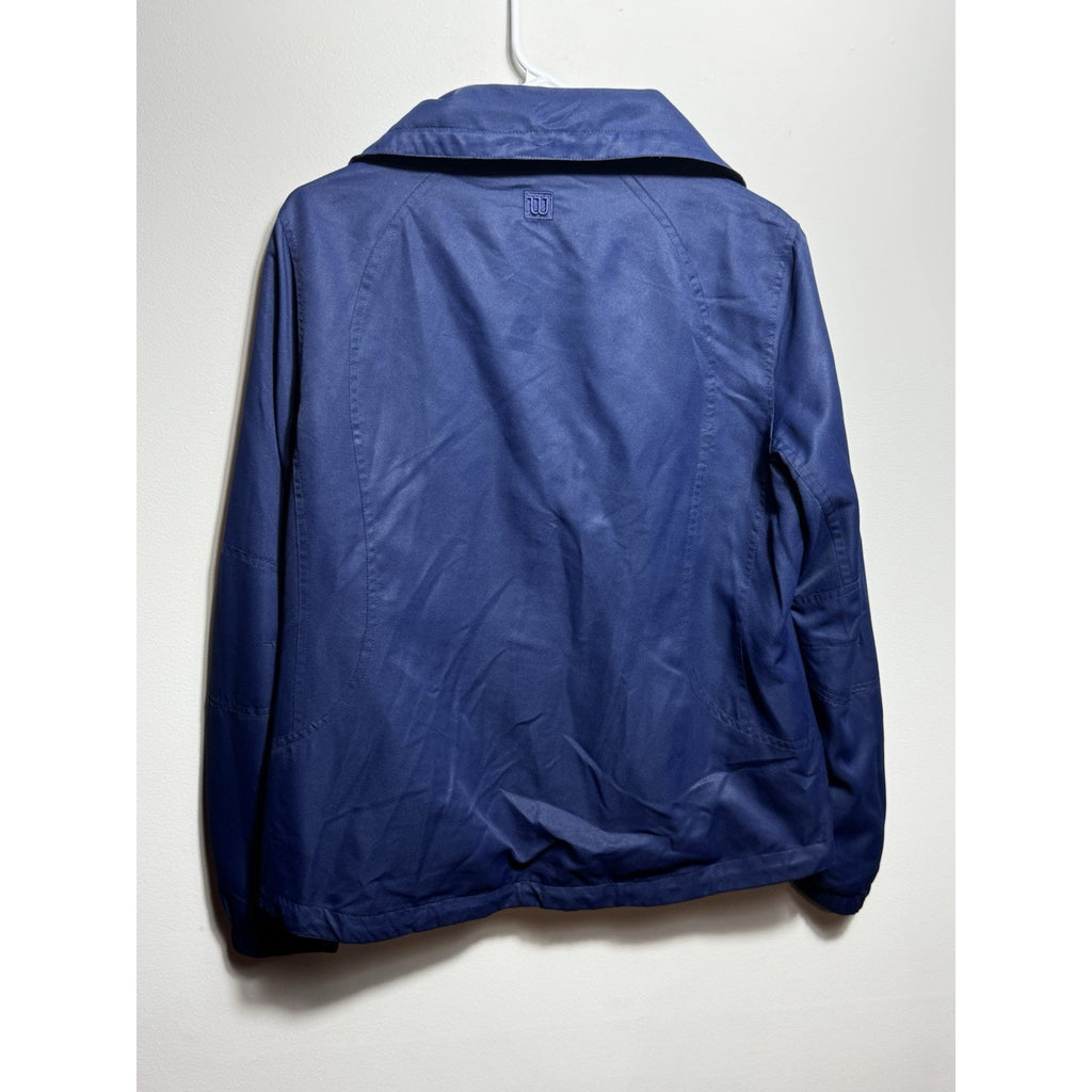 Vtg Wilson Lightweight Windbreaker Jacket Navy Blue Plaid Lined Full Zip Size L