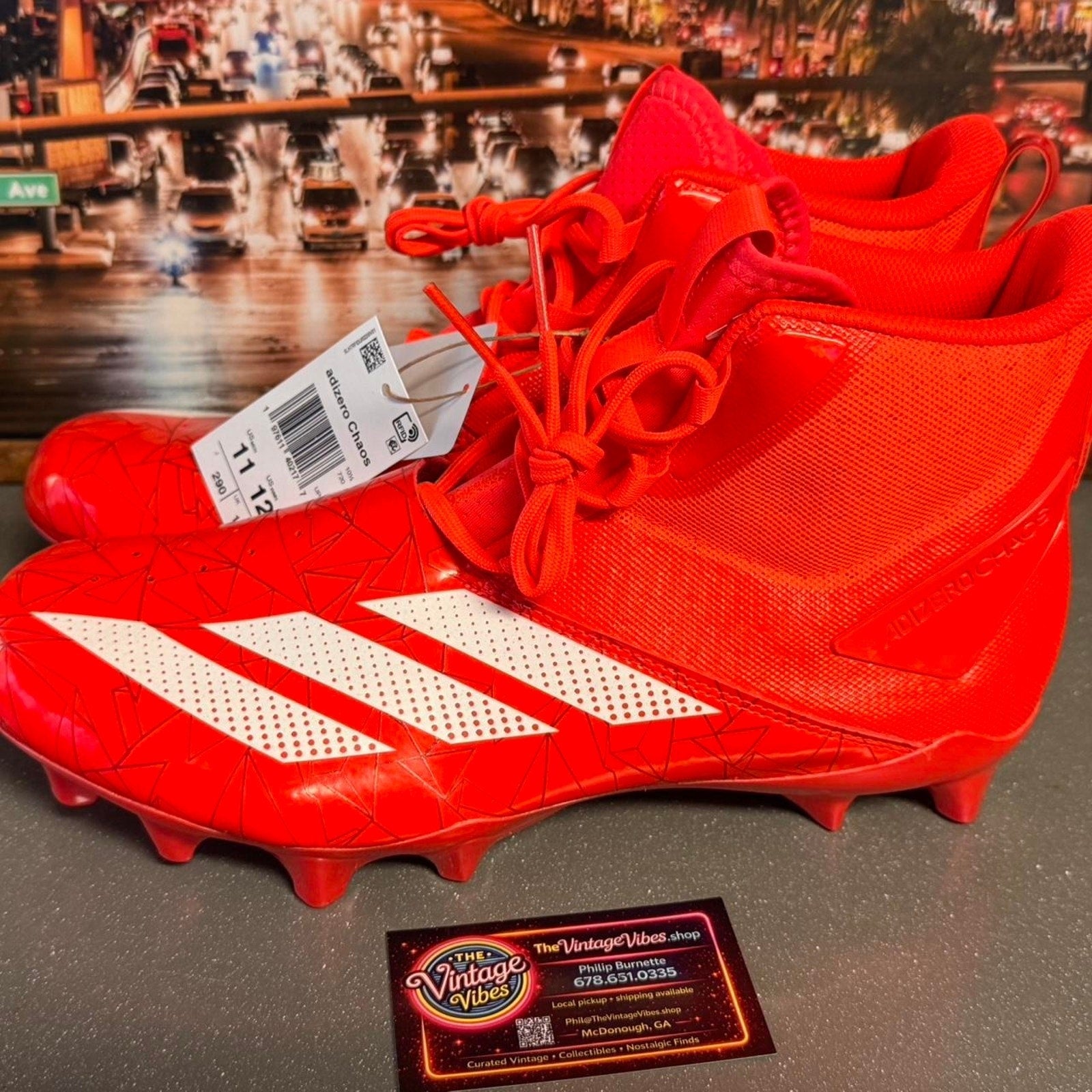 Adidas Adizero Chaos Football Cleats Red White sz 11 Mens New RFID