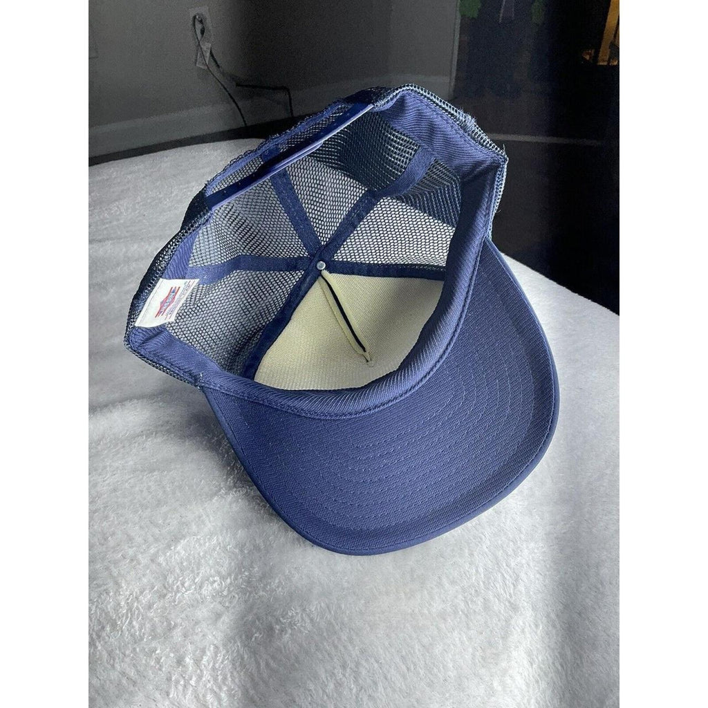Vintage Atlanta Tire Specialist Bandog Blue Mesh Snapback Trucker Hat Nissin Cap