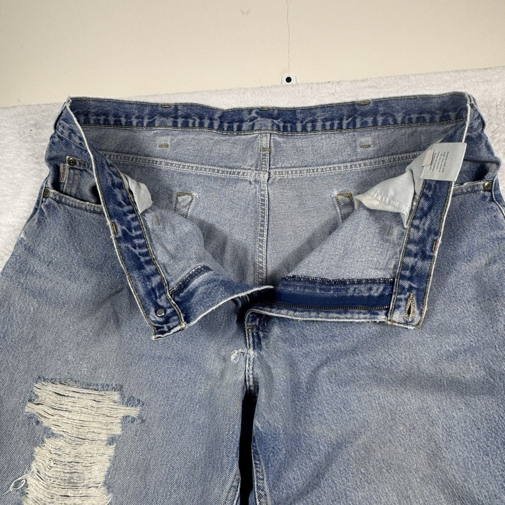 Carhartt B42 Relaxed Fit Jeans Mens 40x30 Distressed Workwear Denim Made Mexico