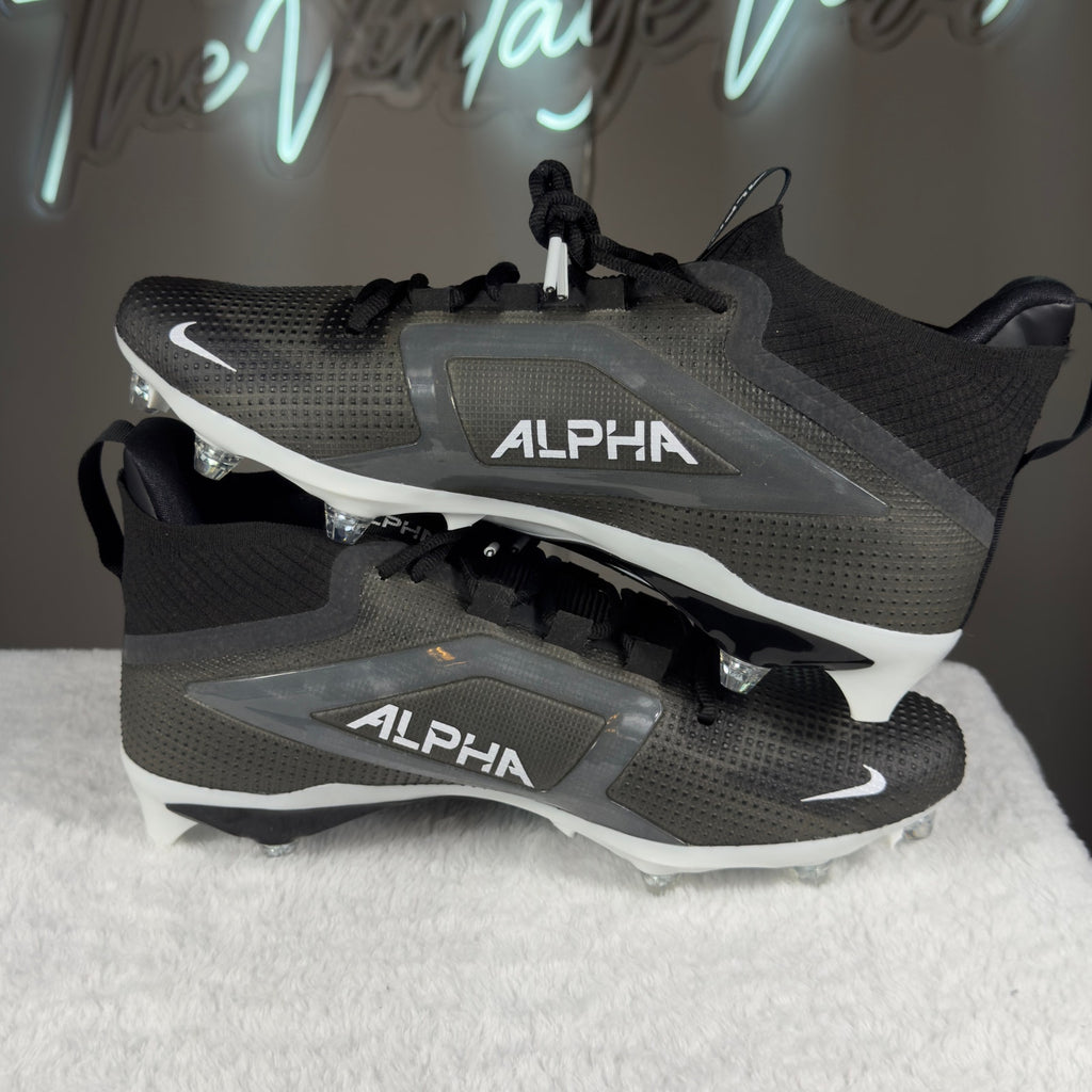 Nike Alpha Menace 4 Elite Football Cleats Black White HF5690-001 Sz 12