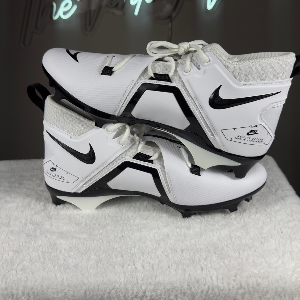 Nike Alpha Menace Pro 3 WD Mid PE Football Cleats White Black DH3292-100 Men13 W