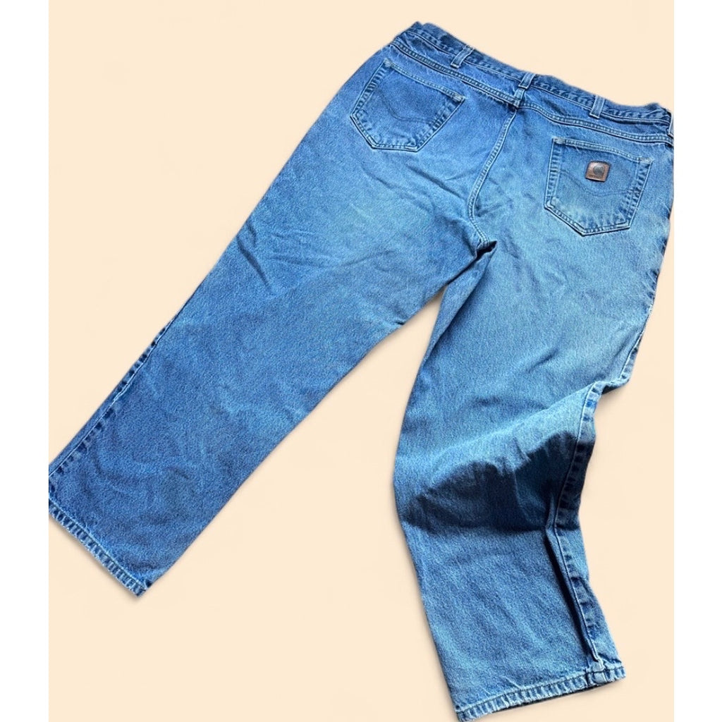 Carhartt Relaxed Fit Jeans Mens 40x30 Light Wash Distressed Workwear Denim