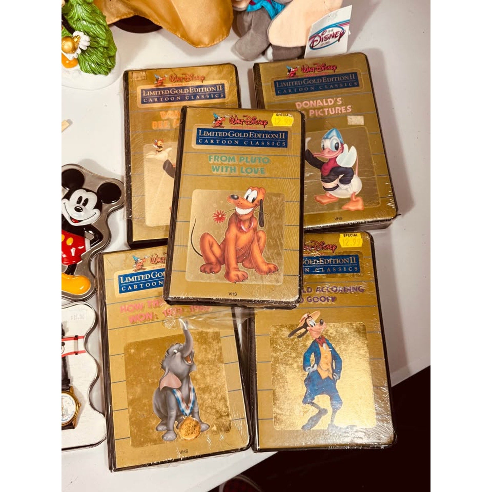 Vintage Disney Collectibles Mega Lot Mickey Mouse Watches Snow White VHS Vinyl Disneyana