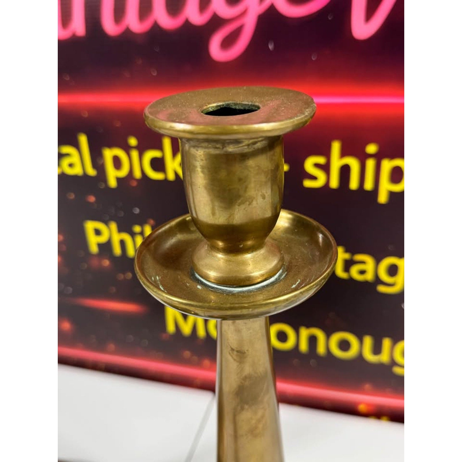 Vintage Solid Brass Candlestick Holders Pair 14" Tall Heavy Weighted Set