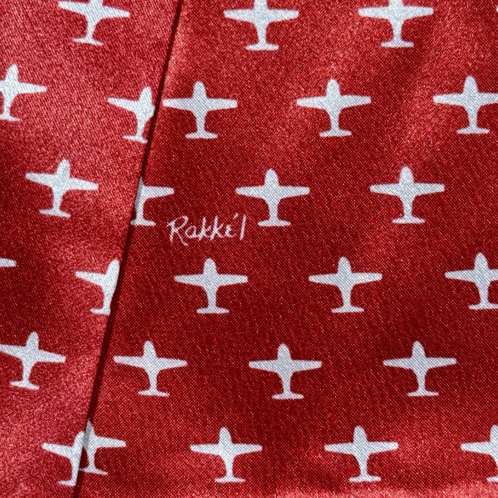 Vtg Rama World Rakkei Aviation Flight Scarf Airplane Print Pilot Made USA 48”