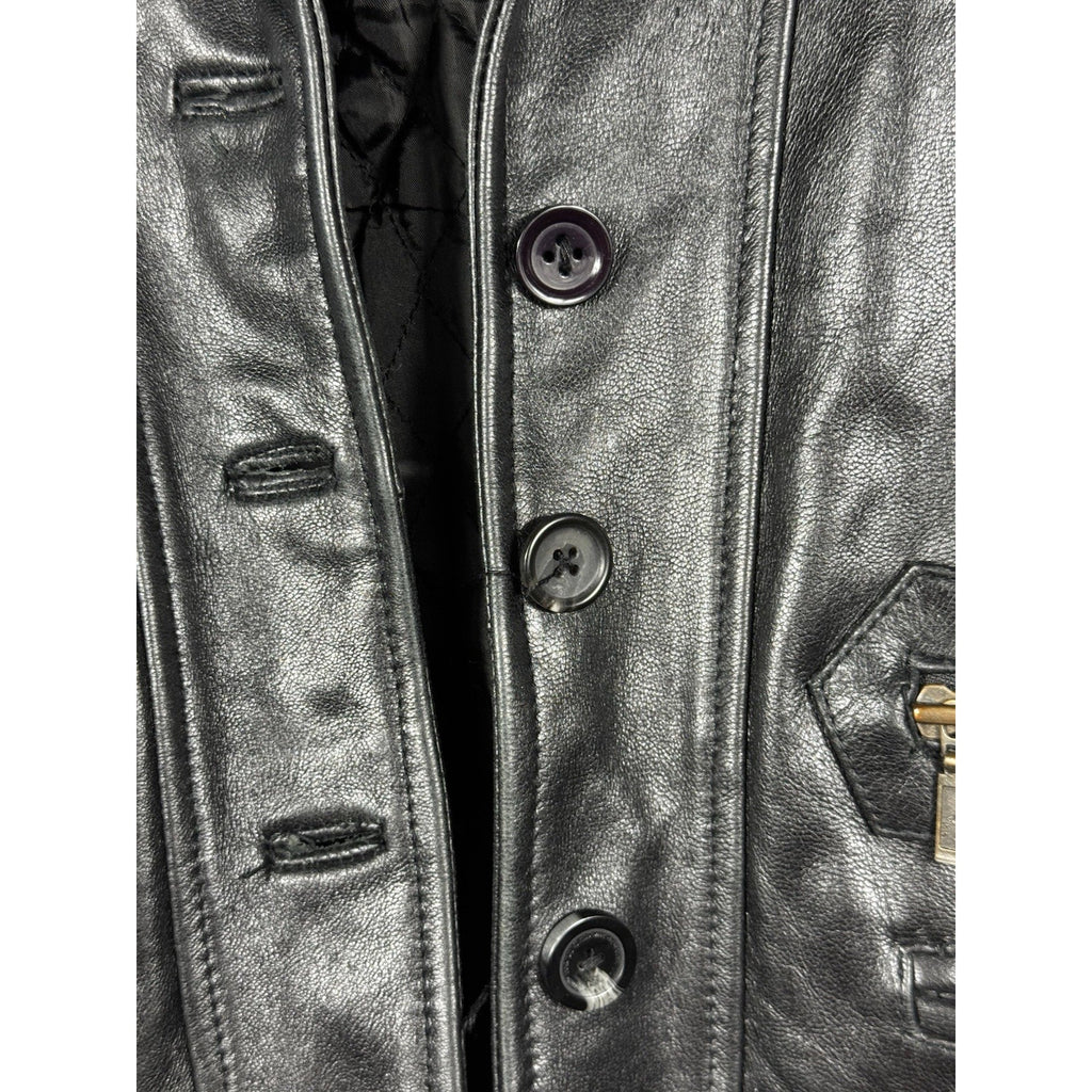 Vtg Superior NY Collection Black Leather Jacket Women’s L Quilted Lining USA