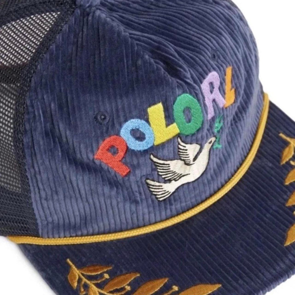 Rare Polo Ralph Lauren Peace Love Dove Corduroy Trucker Hat Navy NWT SnapBack