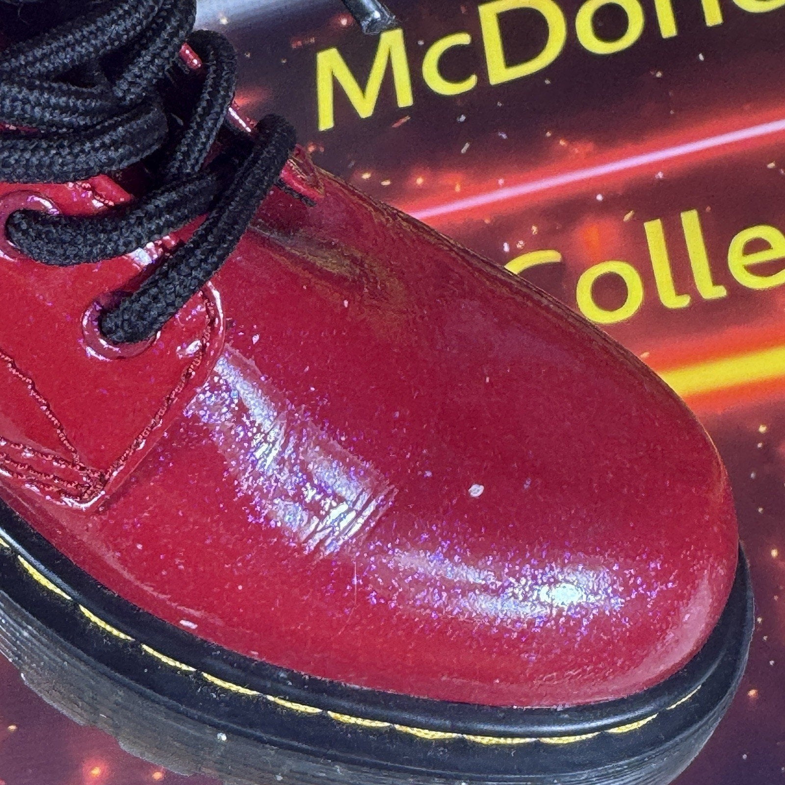 Dr. Martens 1460 J Glitter Red Patent Lace Up Boots Side Zip Youth US 2 EU 33