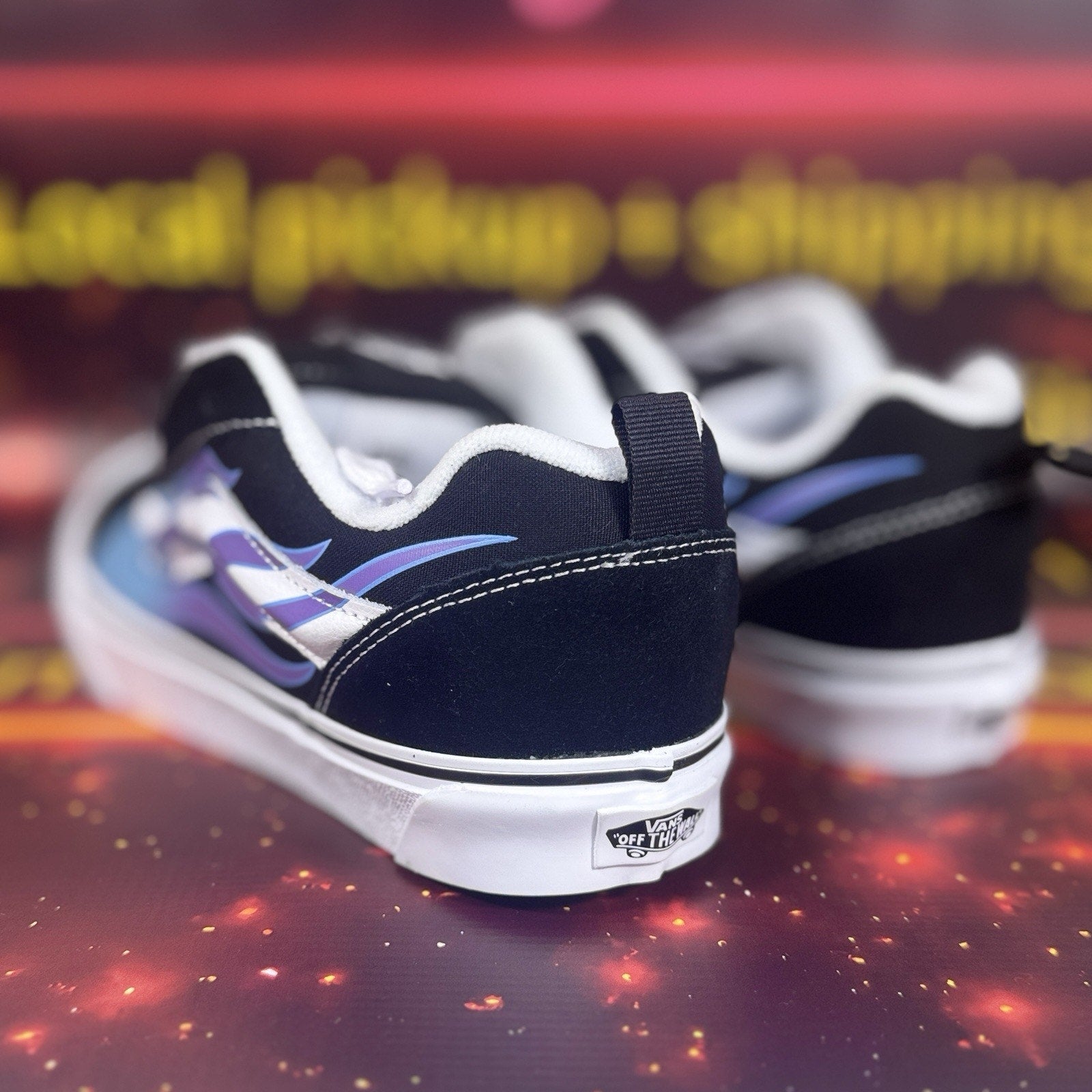 Vans Knu Skool Flame Black Blue Skate Shoes Men’s 9 W 10.5 Y2K Chunky Sneakers