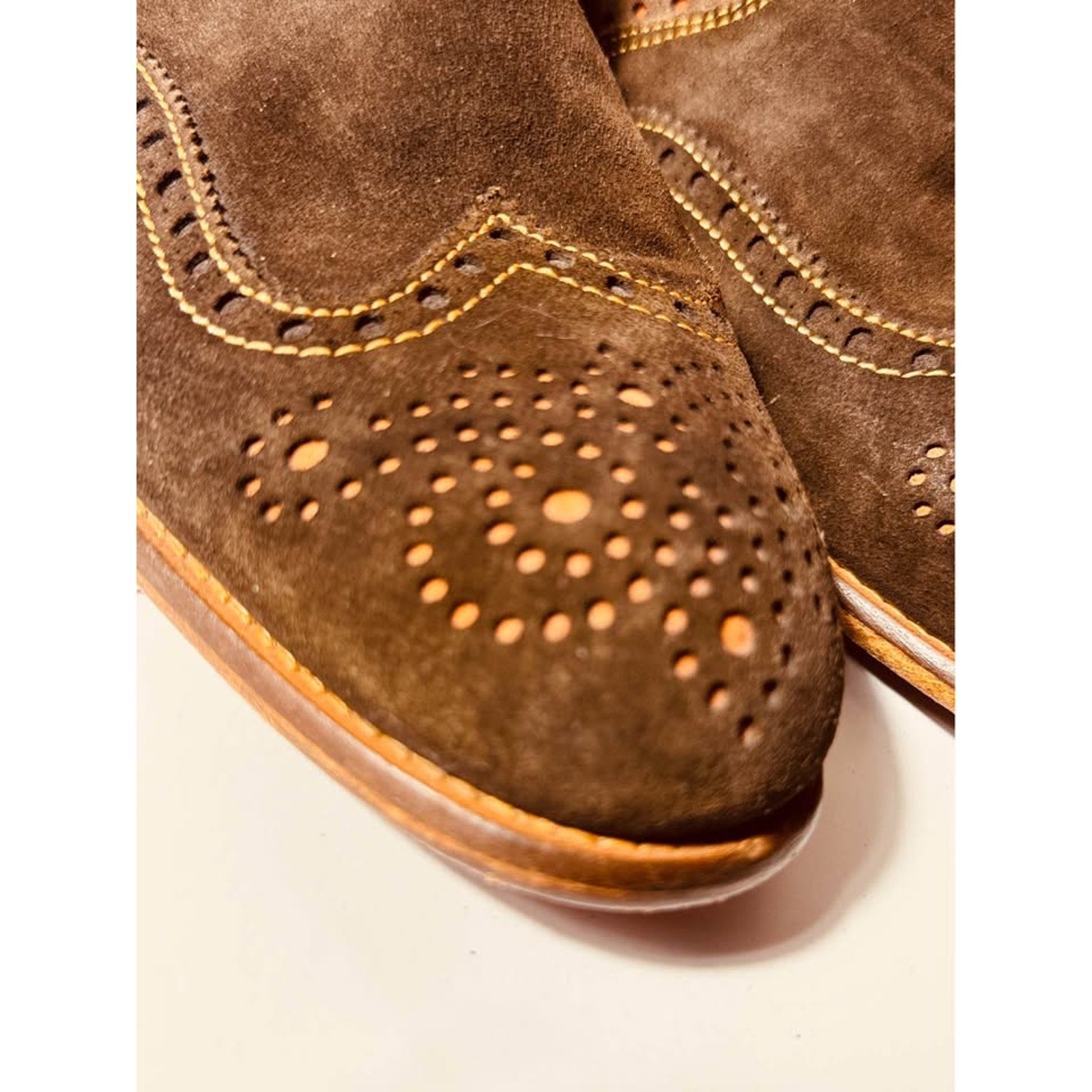 Stefano Castelli Brown Suede Wingtip Chelsea Boots Mens EU 45 US 12 Italy