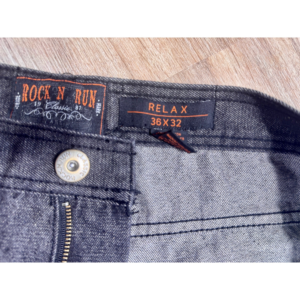 Y2K Rock N Run Relax Fit Baggy Wide Leg Skater Hip Hop Jeans Men’s 36x32