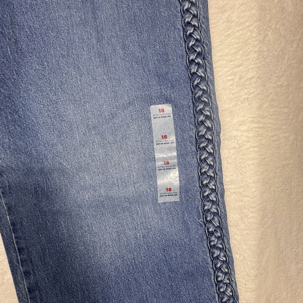 Old Navy Sky-Hi Wide Leg Braided Jeans Womens 18 Extra High Rise NWT Denim
