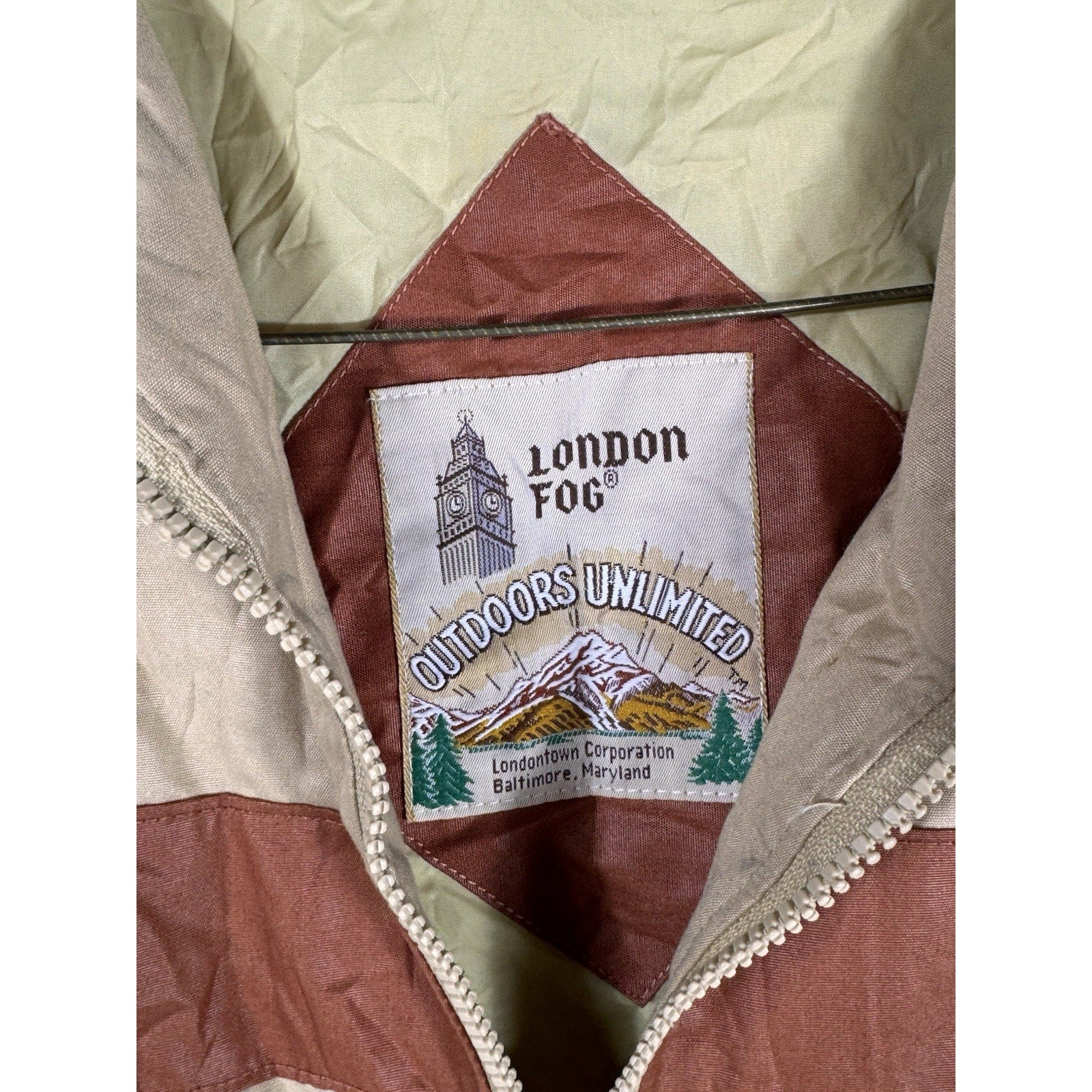 Vtg 1970s London Fog Outdoors Unlimited Striped Cafe Racer Jacket Tan Brown Sz M
