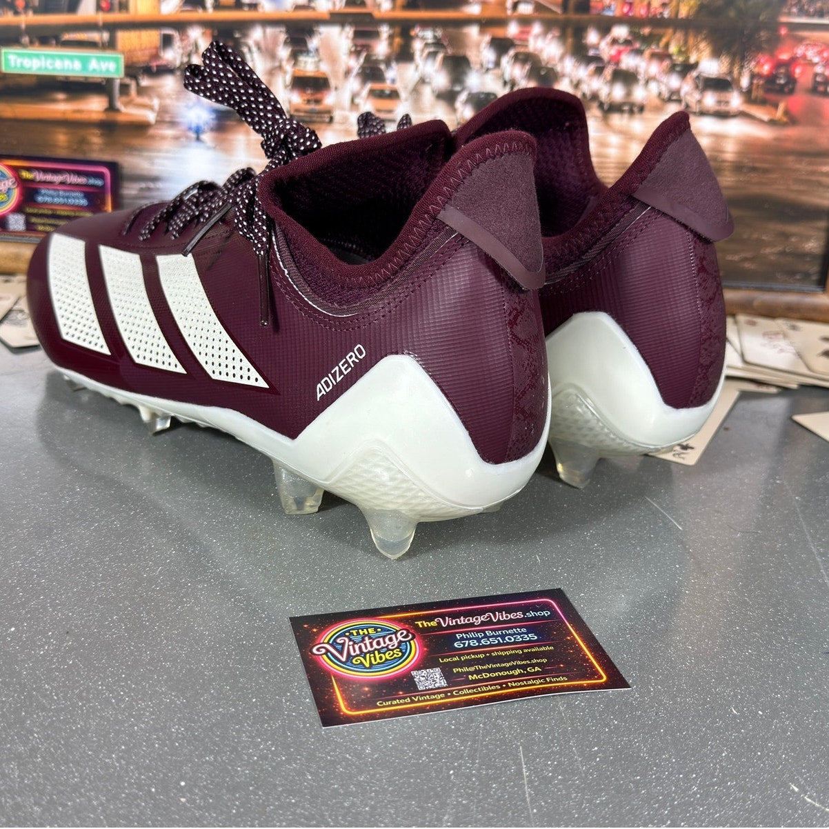 Adidas Adizero Electric.1 Football Cleats Burgundy White IF4196 Men’s 11.5 New