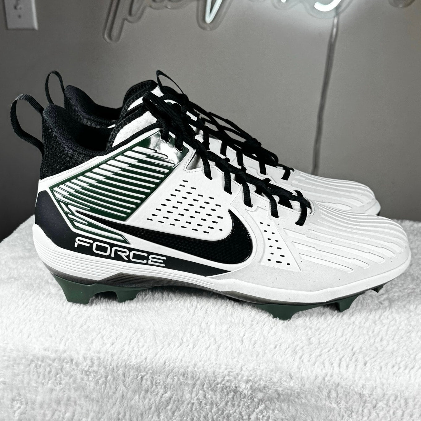 Nike Force Savage Pro 3 Lineman Football Cleats White Black Green DA5453-112 14