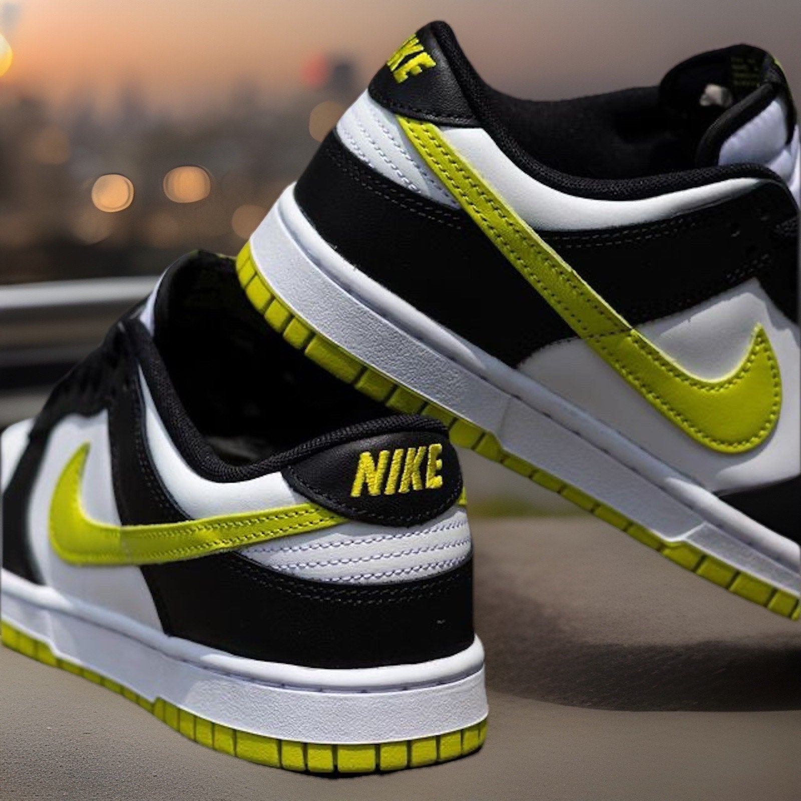 Nike Dunk Low Sz 13 Mens White Bright Cactus Black Shoes Sneakers New DV0833-110