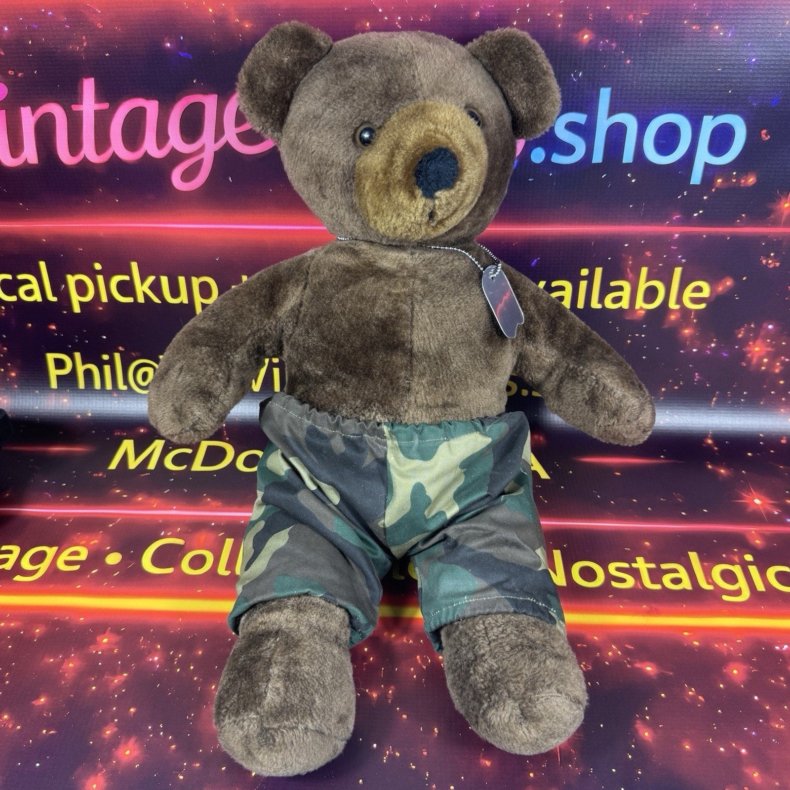 J.J. Wind Vintage 1986 US Army Bear Stuffed Plush Teddy 20" Tall