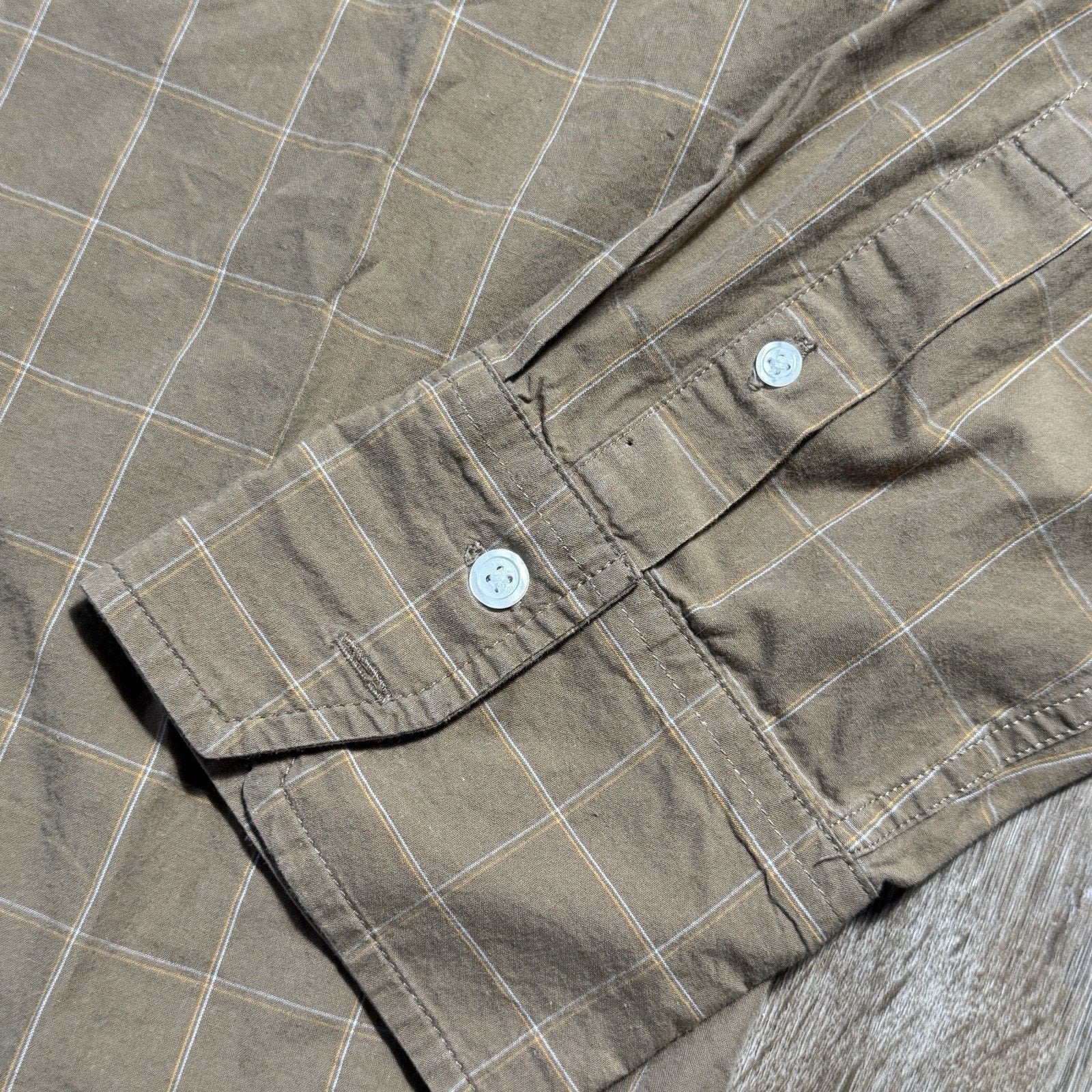 Hollister Classic California Windowpane Button Up Shirt Men’s XXL Brown Y2K