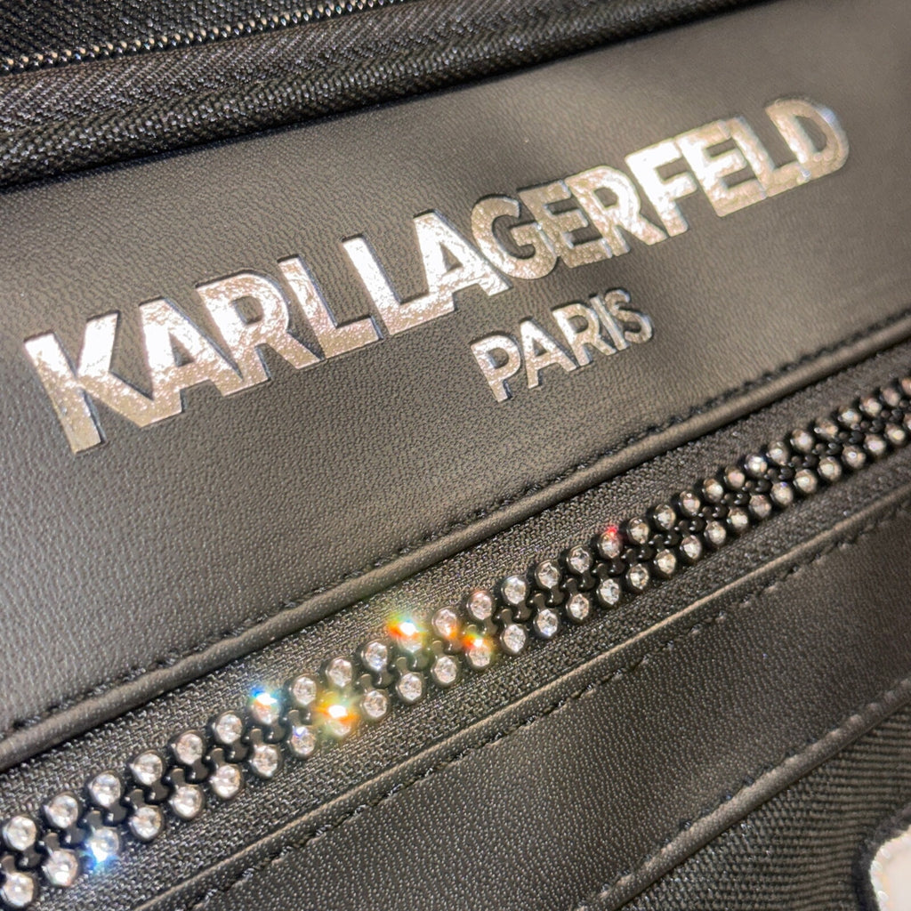 Karl Lagerfeld Paris Ikonik Rolling Weekender Duffel Carry On Luggage Black NWT