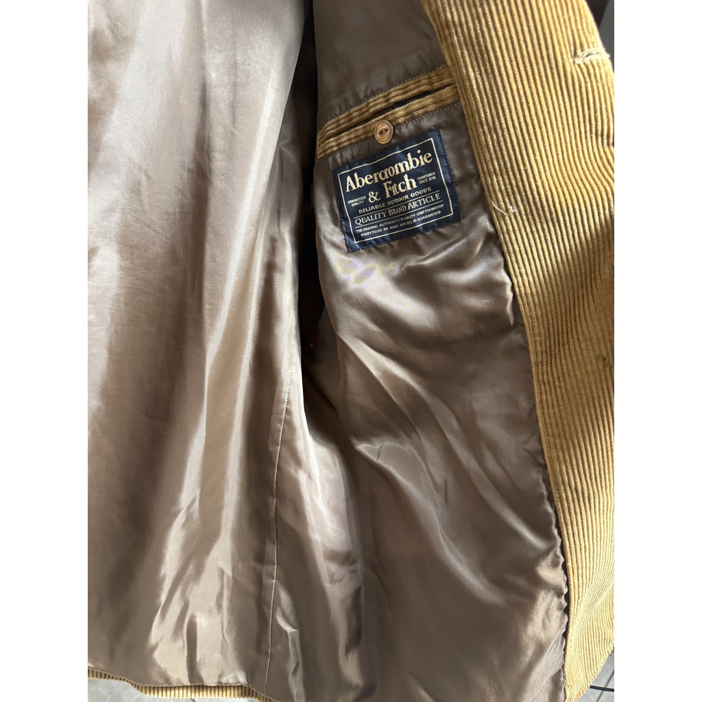 Abercrombie & Fitch Tan Corduroy Sport Coat Blazer Jacket Large L Brown 3 Y2K