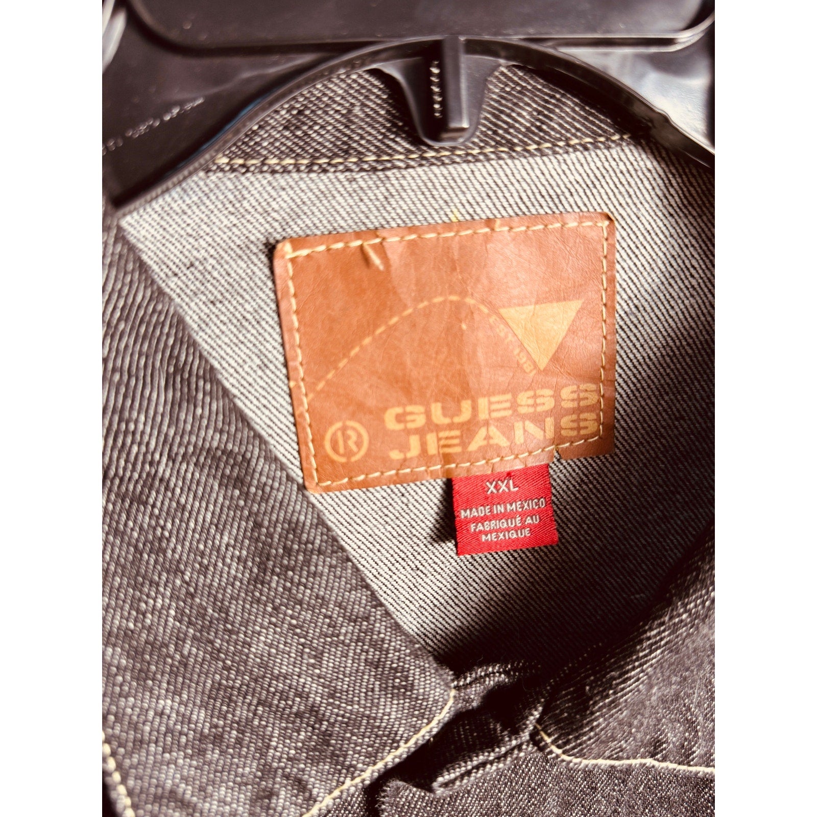 Vintage Y2K Guess Jeans USA Black Denim Chore Jacket Trucker Workwear XXL 2000s