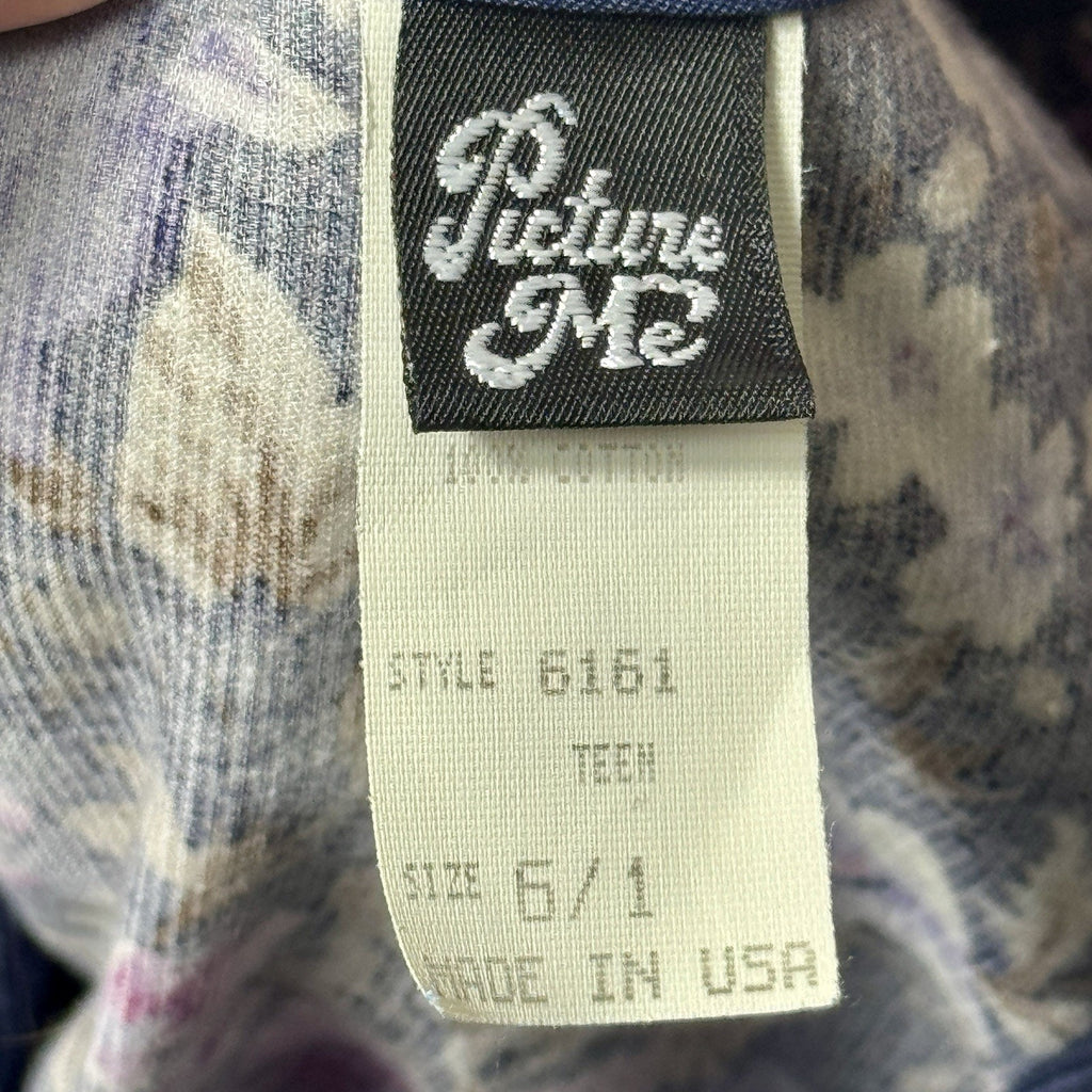 Vtg 1980s Picture Me Floral Cropped Blazer Small USA Cotton Secretary Grannycore