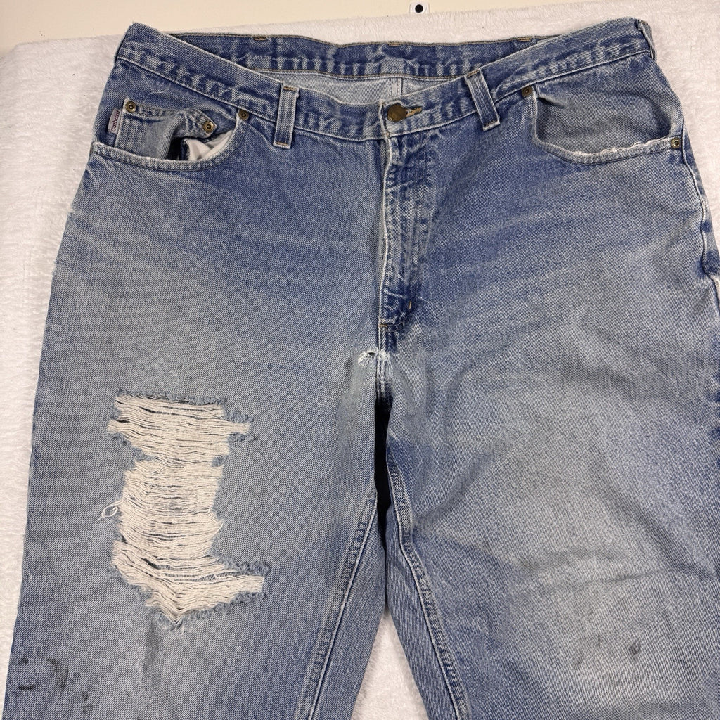 Carhartt B42 Relaxed Fit Jeans Mens 40x30 Distressed Workwear Denim Made Mexico