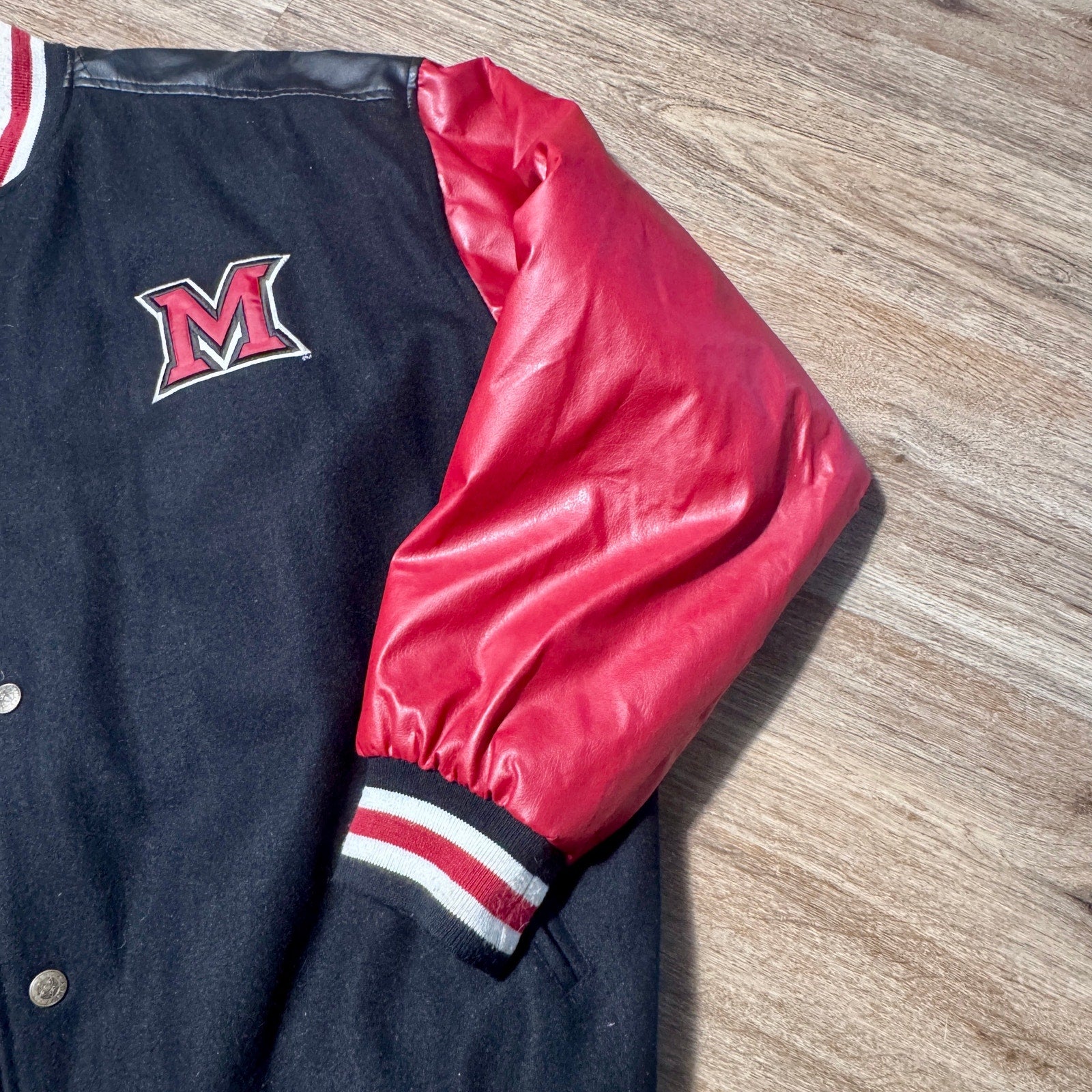 Miami University RedHawks Varsity Jacket Large Steve & Barry’s Letterman NCAA