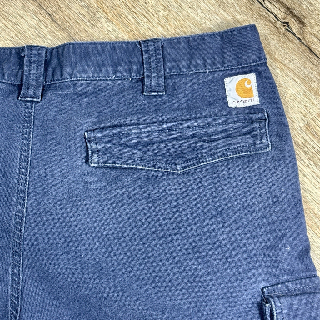 Carhartt Rugged Flex Cargo Work Shorts Men's 34 x 9.5 Navy Relaxed Fit Canvas