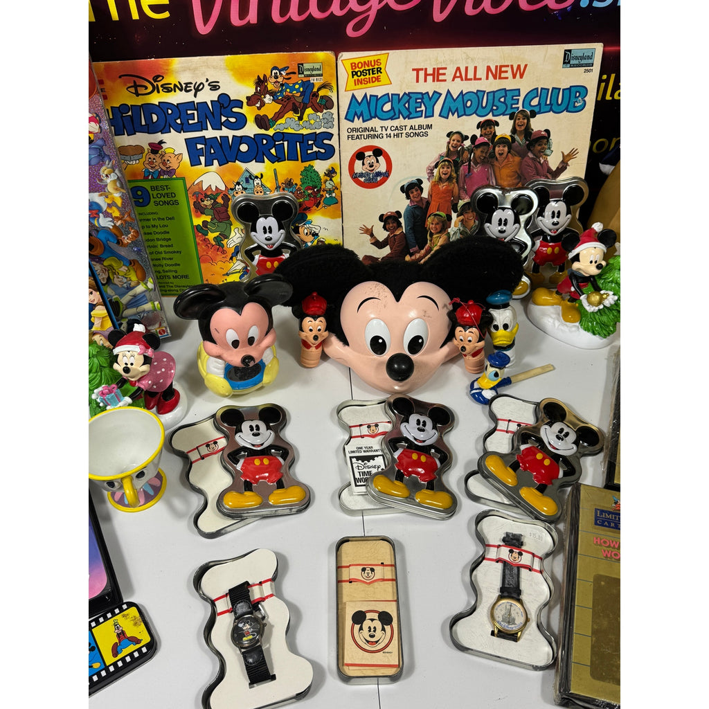 Rare Vintage 80s-90s Disney Collectibles Mega Lot Mickey Watches VHS Disneyana