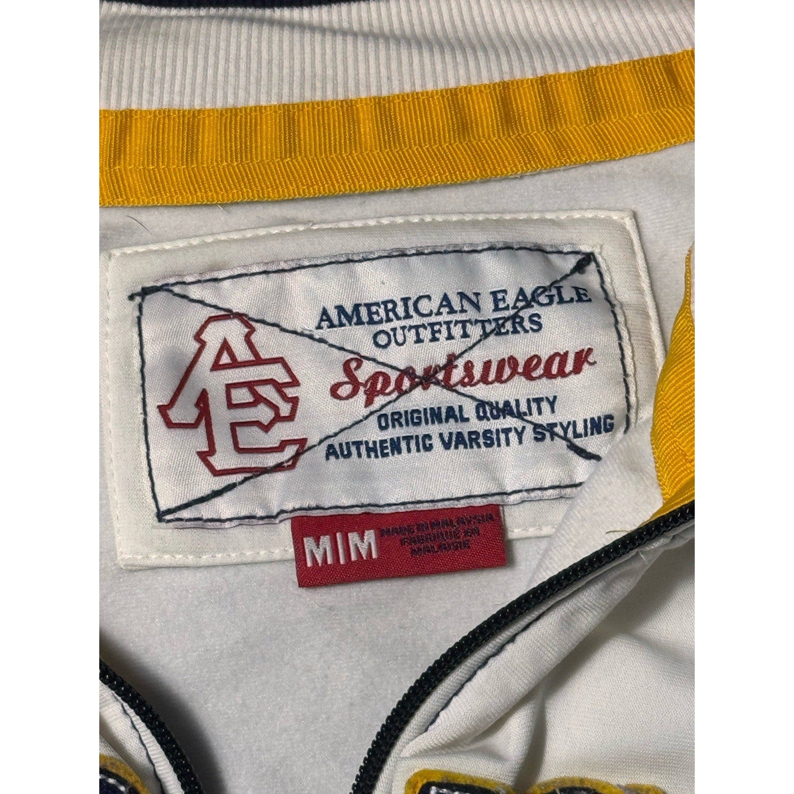 Vtg Y2K American Eagle AE Sportswear Womens White Varsity Full Zip Jacket Coat M