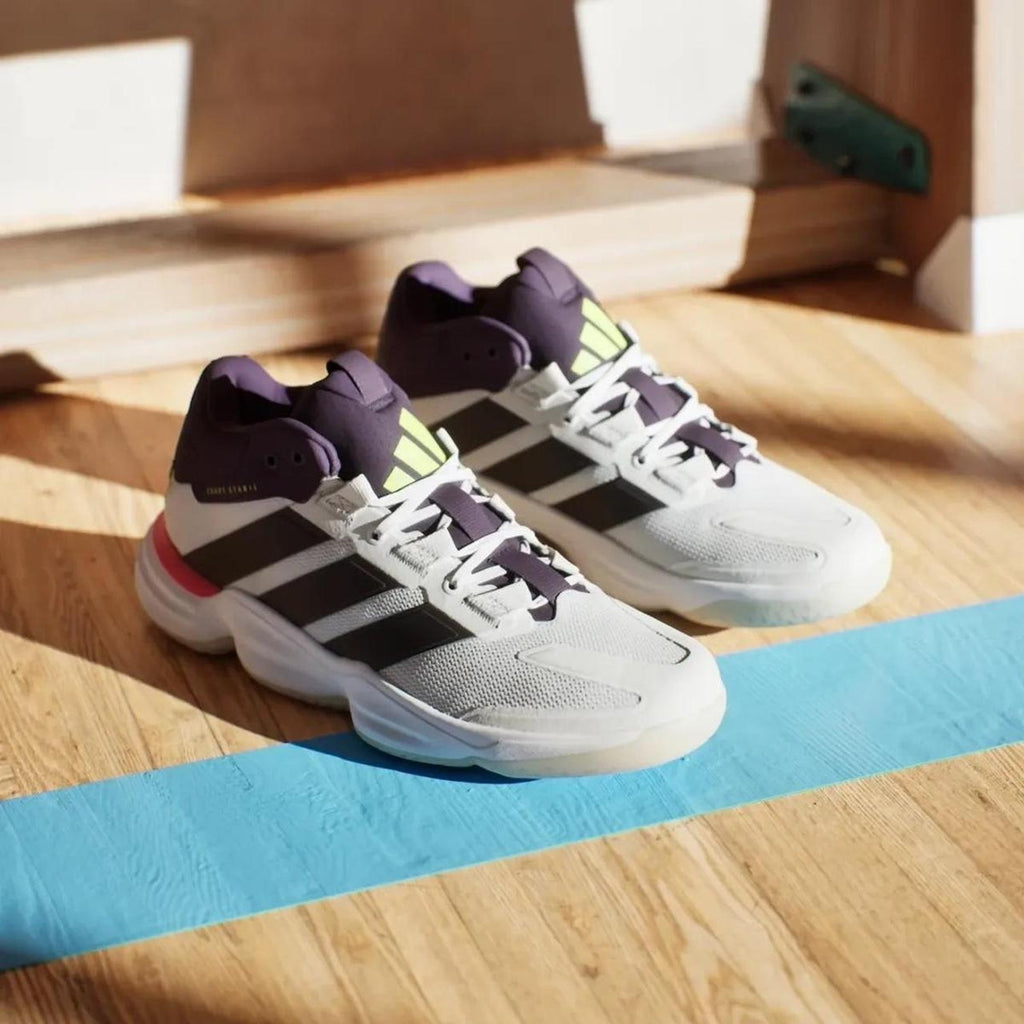 adidas Court Stabil M White Purple sz 7 Men / 8.5 Women Indoor Shoes NWT JH5163