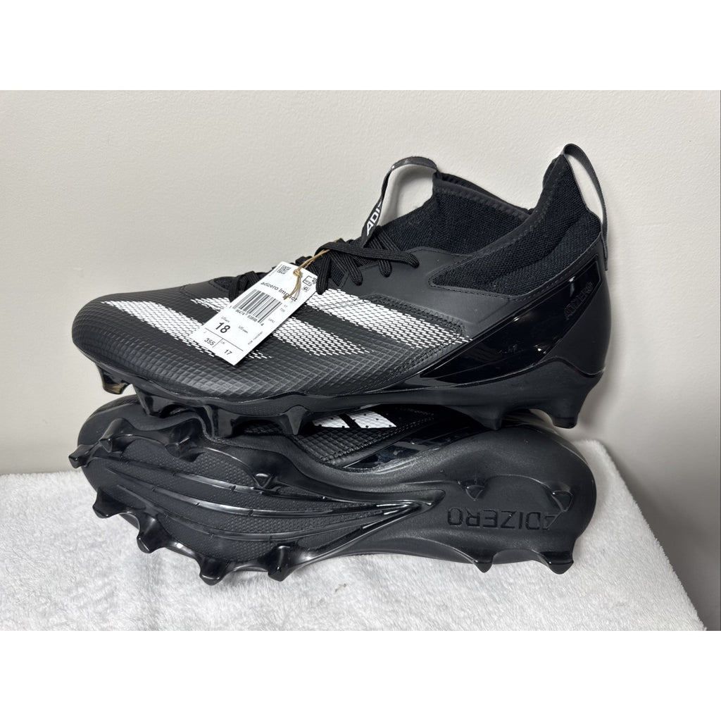 Adidas Adizero Impact Football Cleats Mens Black, Silver Sneakers Shoes Sz 18