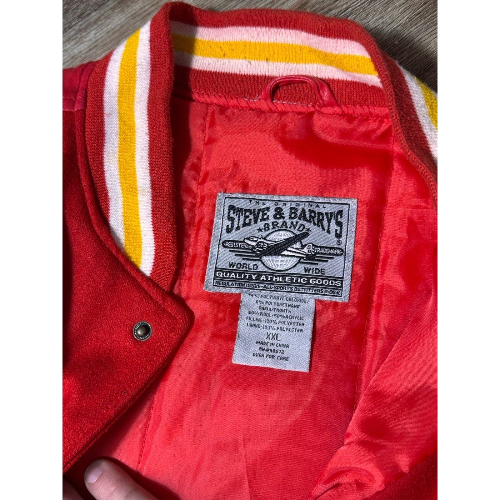 Vtg 80s Ferris State Bulldogs Varsity Jacket Red Mens XXL Snap Front Embroidered